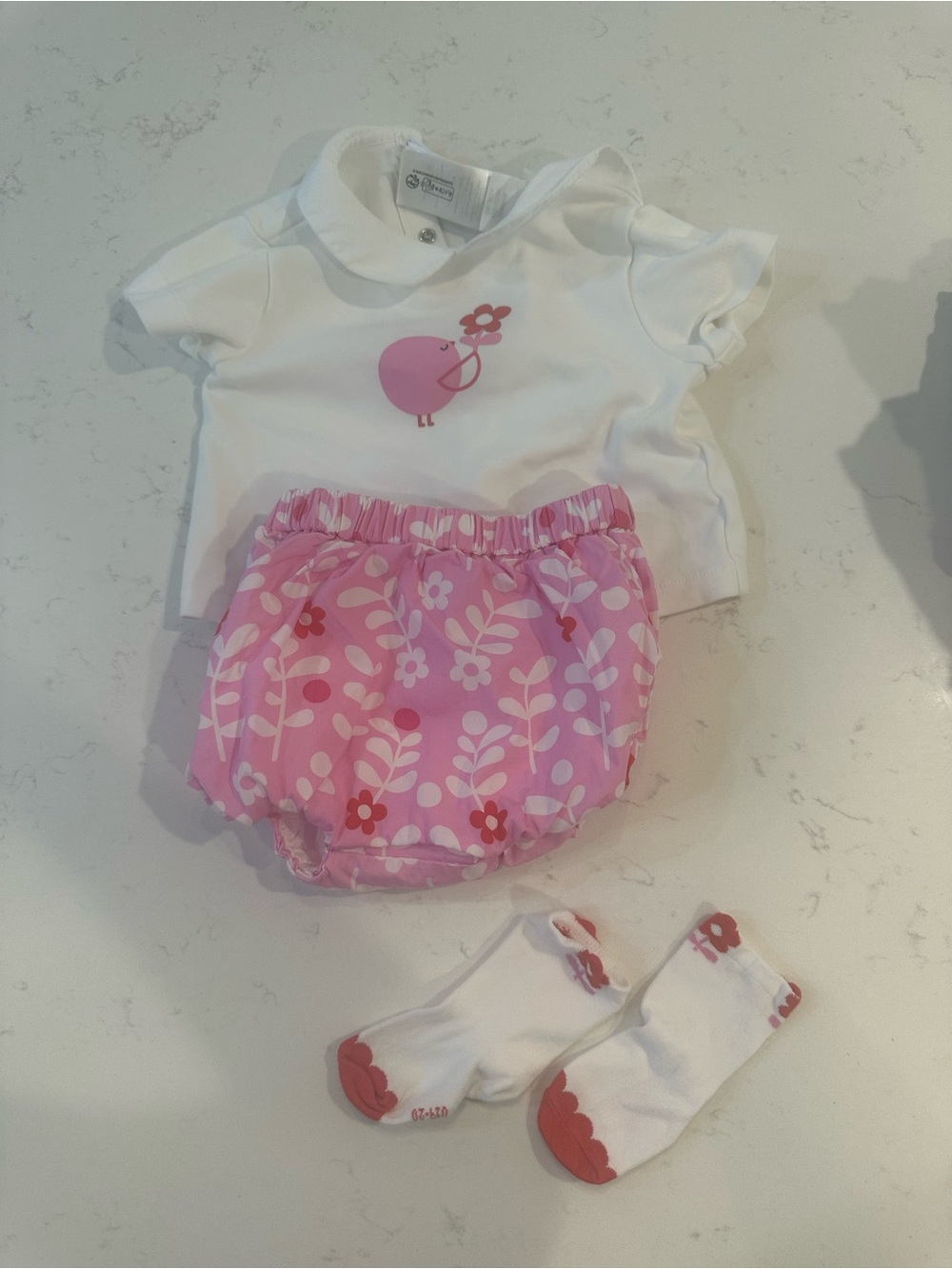 Jacadi pink bird outfit